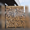 Palette de bûches de 25 cm empilées, bois sec